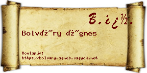 Bolváry Ágnes névjegykártya